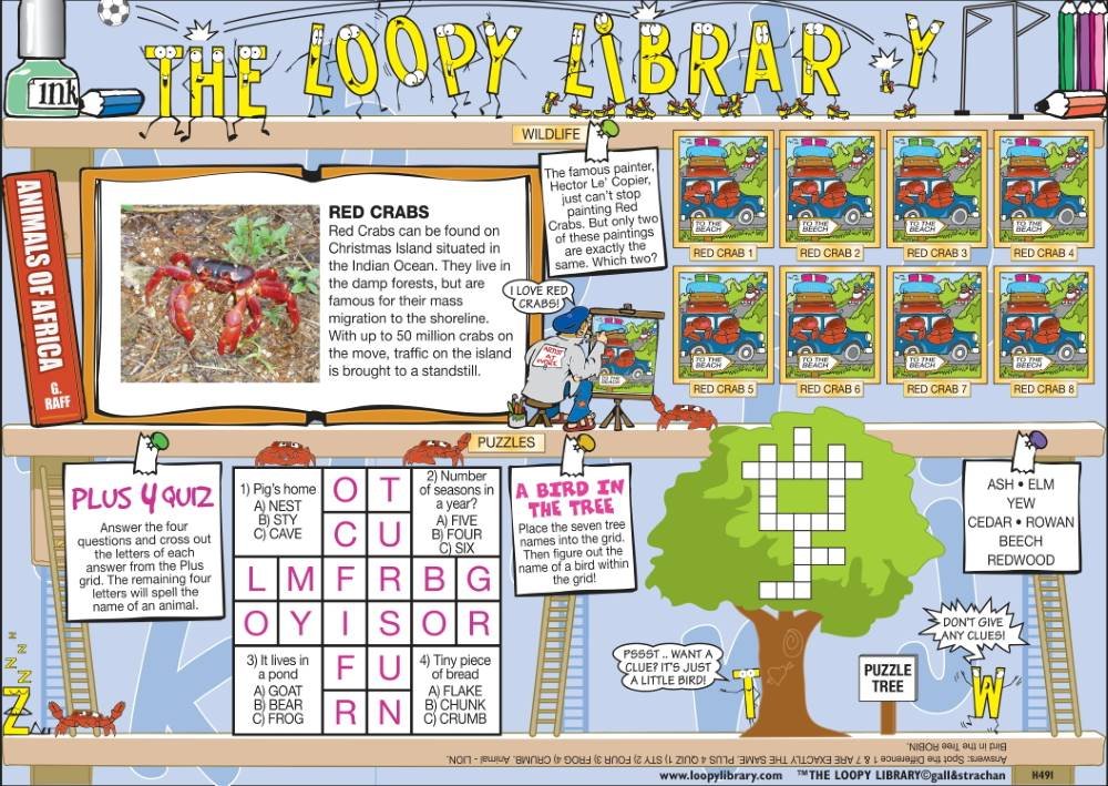 H491 Loopy Library Red Crabs